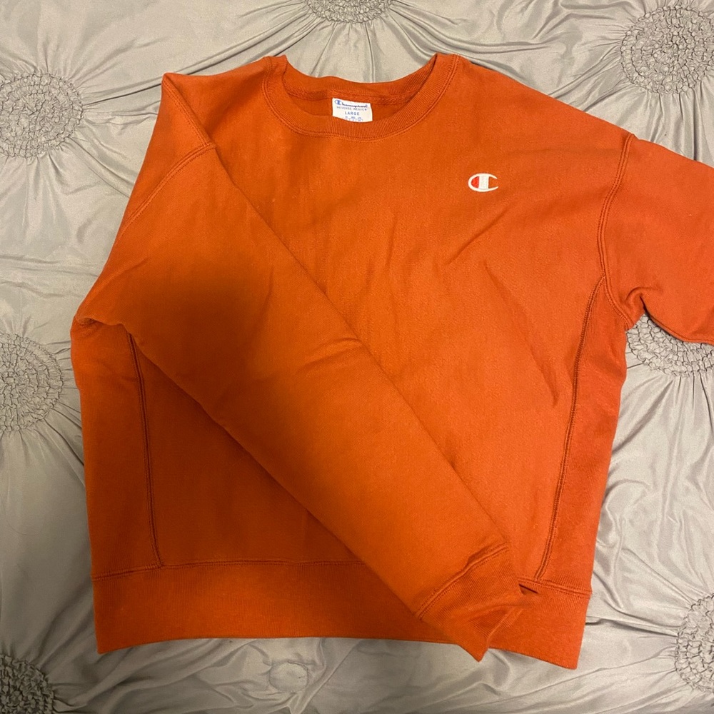 Orange Champion Crewneck Sweatshirt
